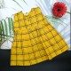 Handloom Check Design Yellow Frock for Girl Kids