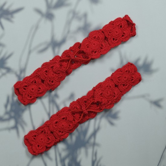 Flower Head Band with Elastic-Red