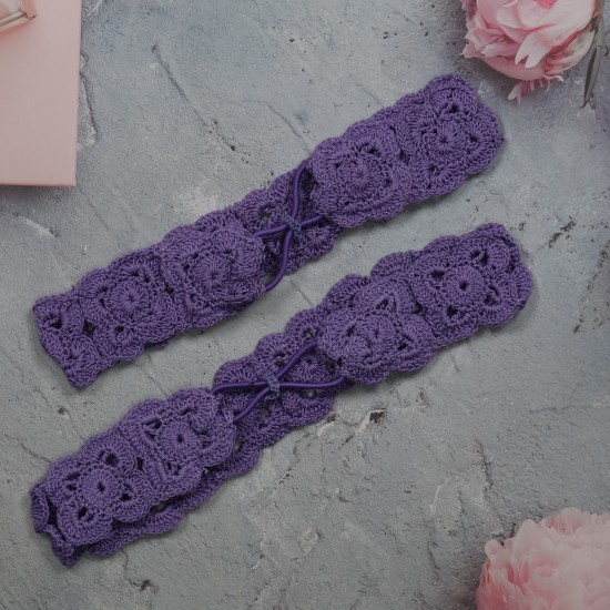 Flower Head Band with Elastic-Violet