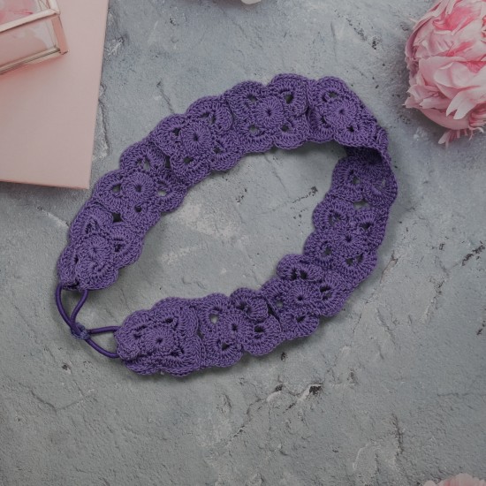 Flower Head Band with Elastic-Violet