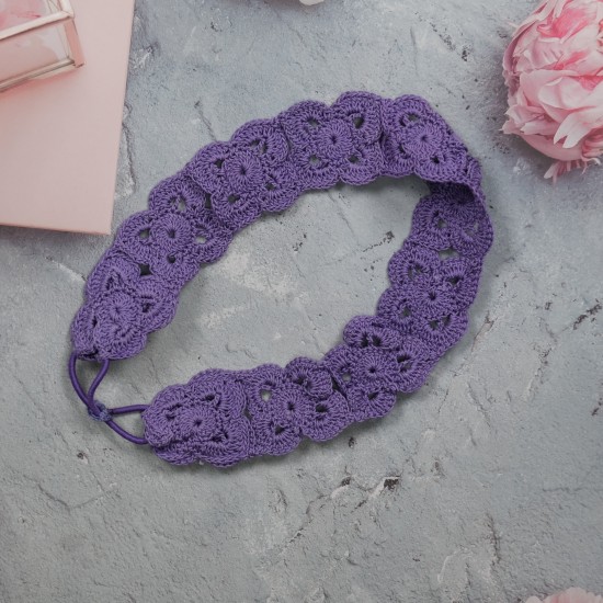 Flower Head Band with Elastic-Violet