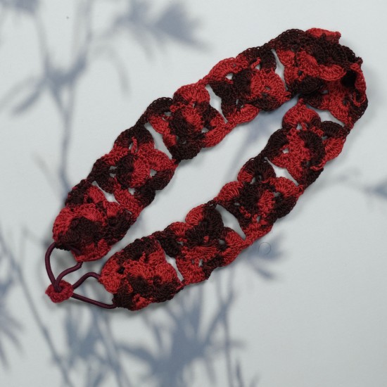 Flower Head Band with Elastic Dual Shade-Red