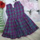 Handloom Check Design Purple Frock for Girl Kids